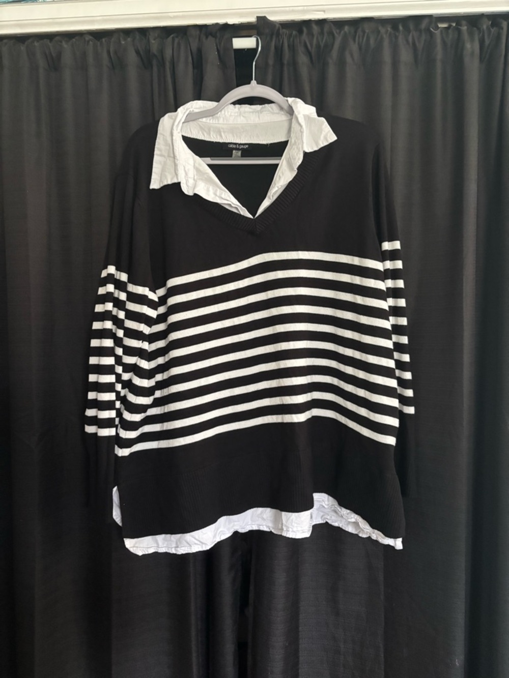 Cable & Gauge Black and White Layered-Look Top